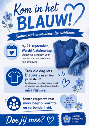 Kom in het blauw-dag